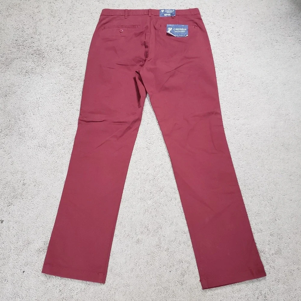 Men's Cremieux Comfort Stretch Slim Fit Flat Front Chino Pants 32x30.5 Red NEW